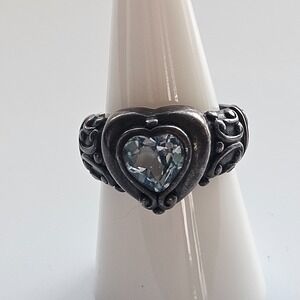 Brighton Vintage Sterling Silver Prima Donna Ring Blue Topaz Size 8